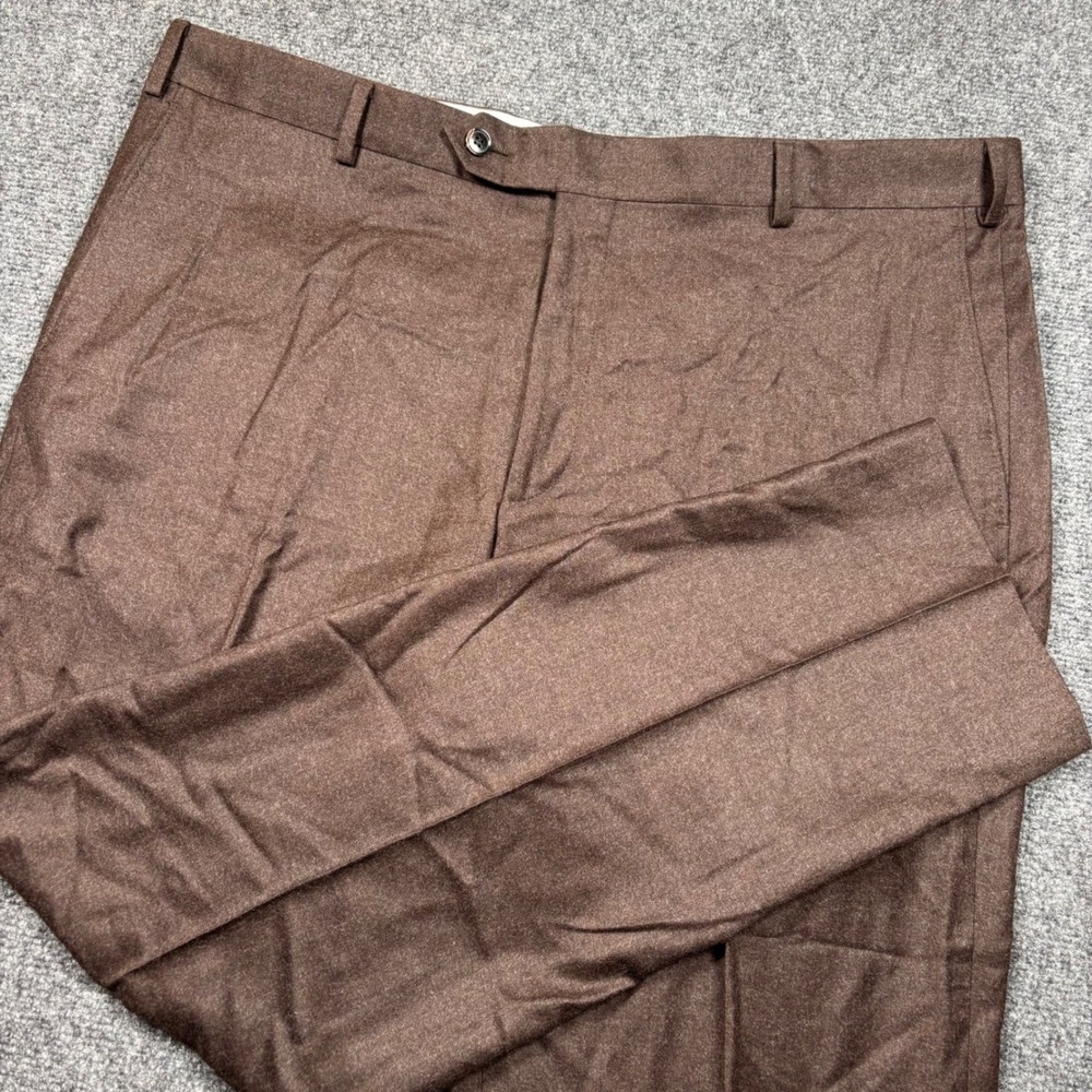 Samuelsohn Ice Wool Super 150s Trousers Mens 38x29.5 Brown Dress Pants
